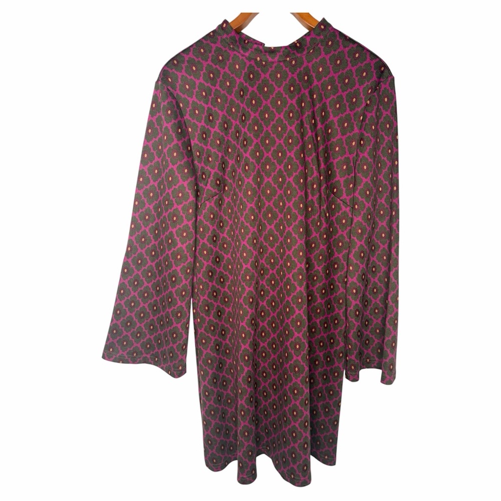 Trina Turk NWT Bell Sleeve Floral A-Line Dress sz Large/XL Mod 70s Mini.